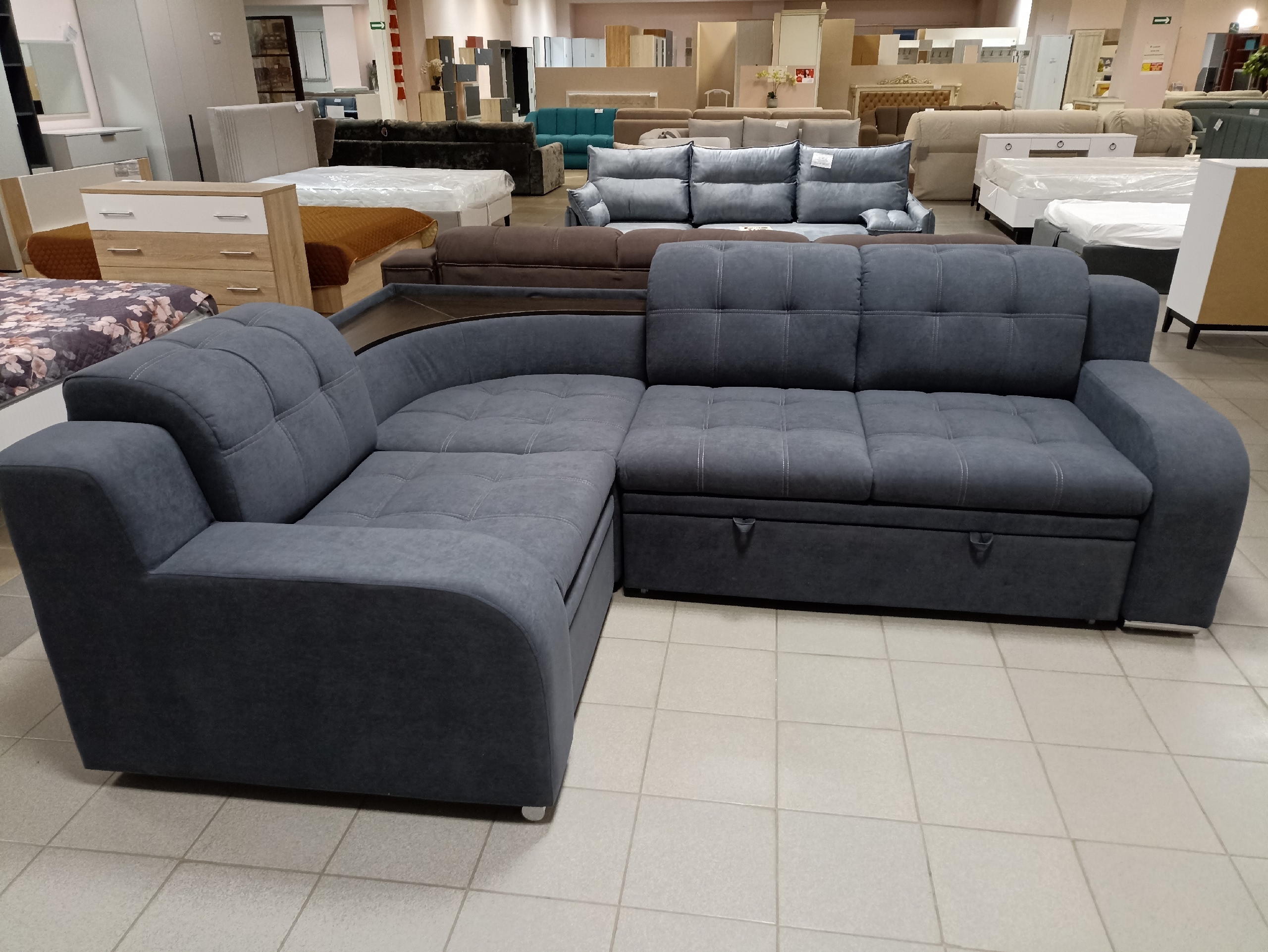 Диван угловой Жемчуг 2 ДУ Сектор (Велюр графит)