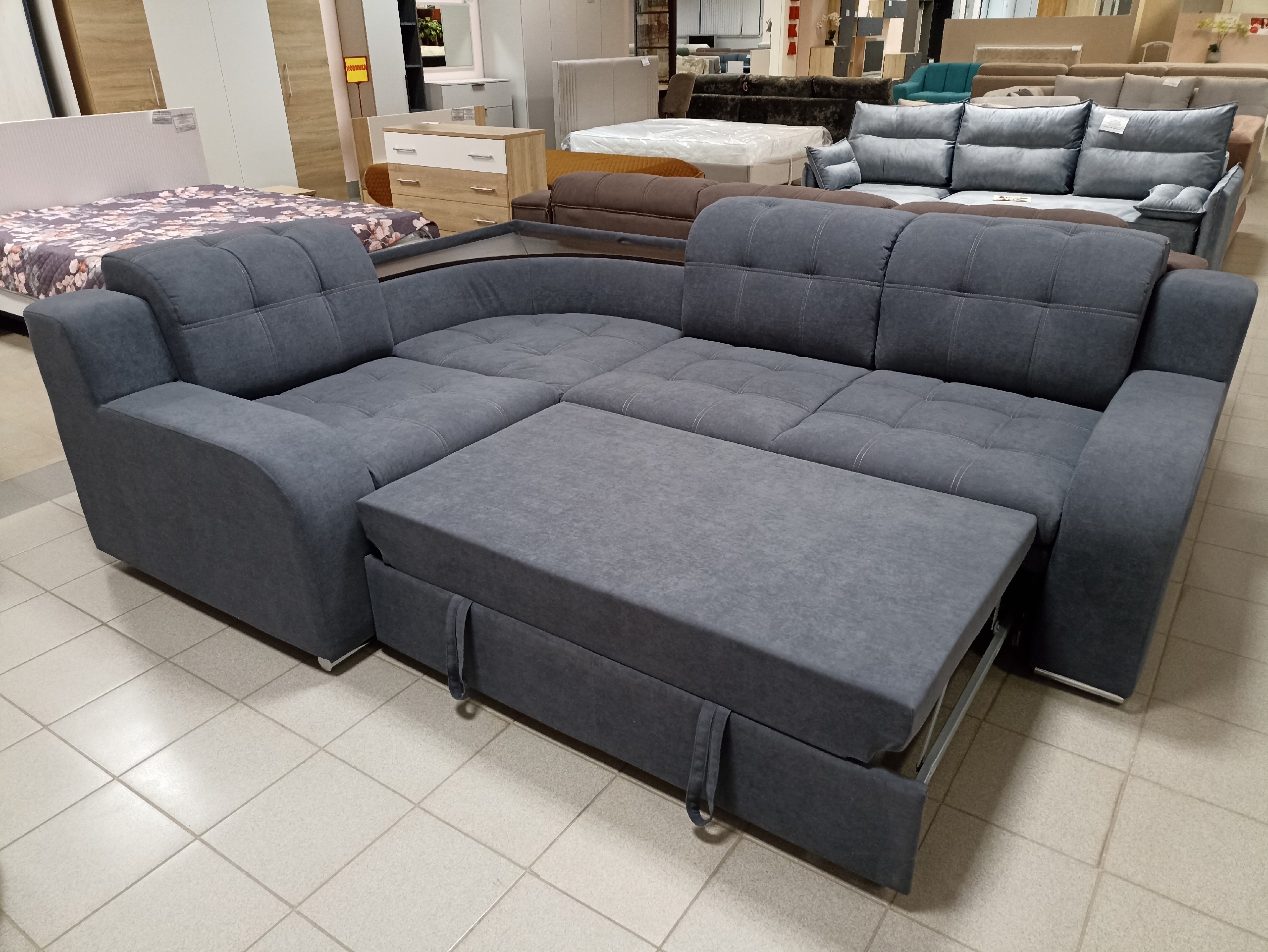 Диван угловой Жемчуг 2 ДУ Сектор (Велюр графит)