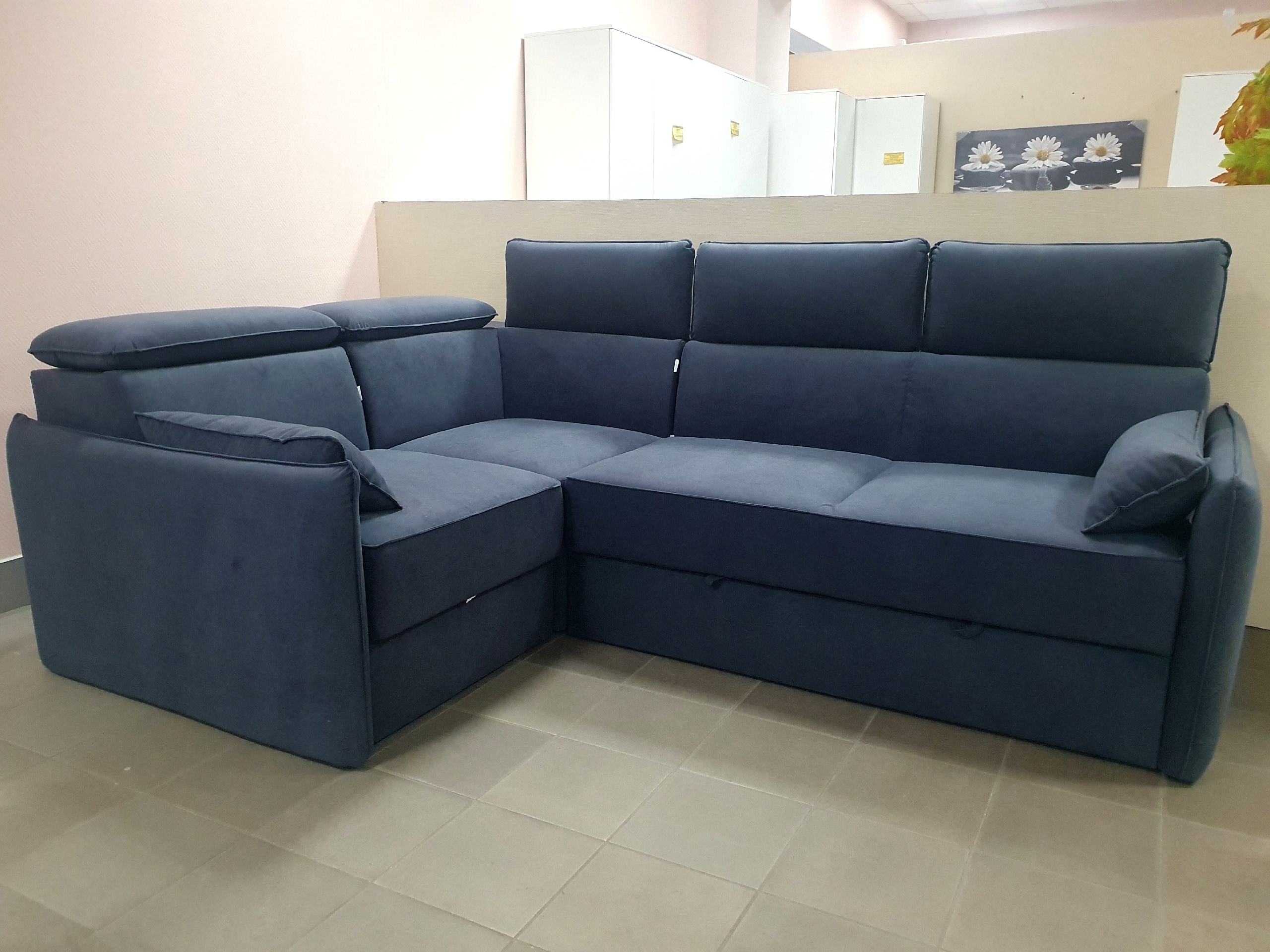 Диван угловой Полярис 5 ДУ Сектор (Велюр графит)