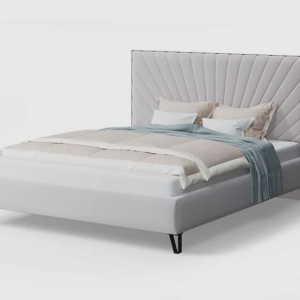 Мягкая кровать Сильвия 1800 на опоре с основанием (Moolight, серо-бежевый)