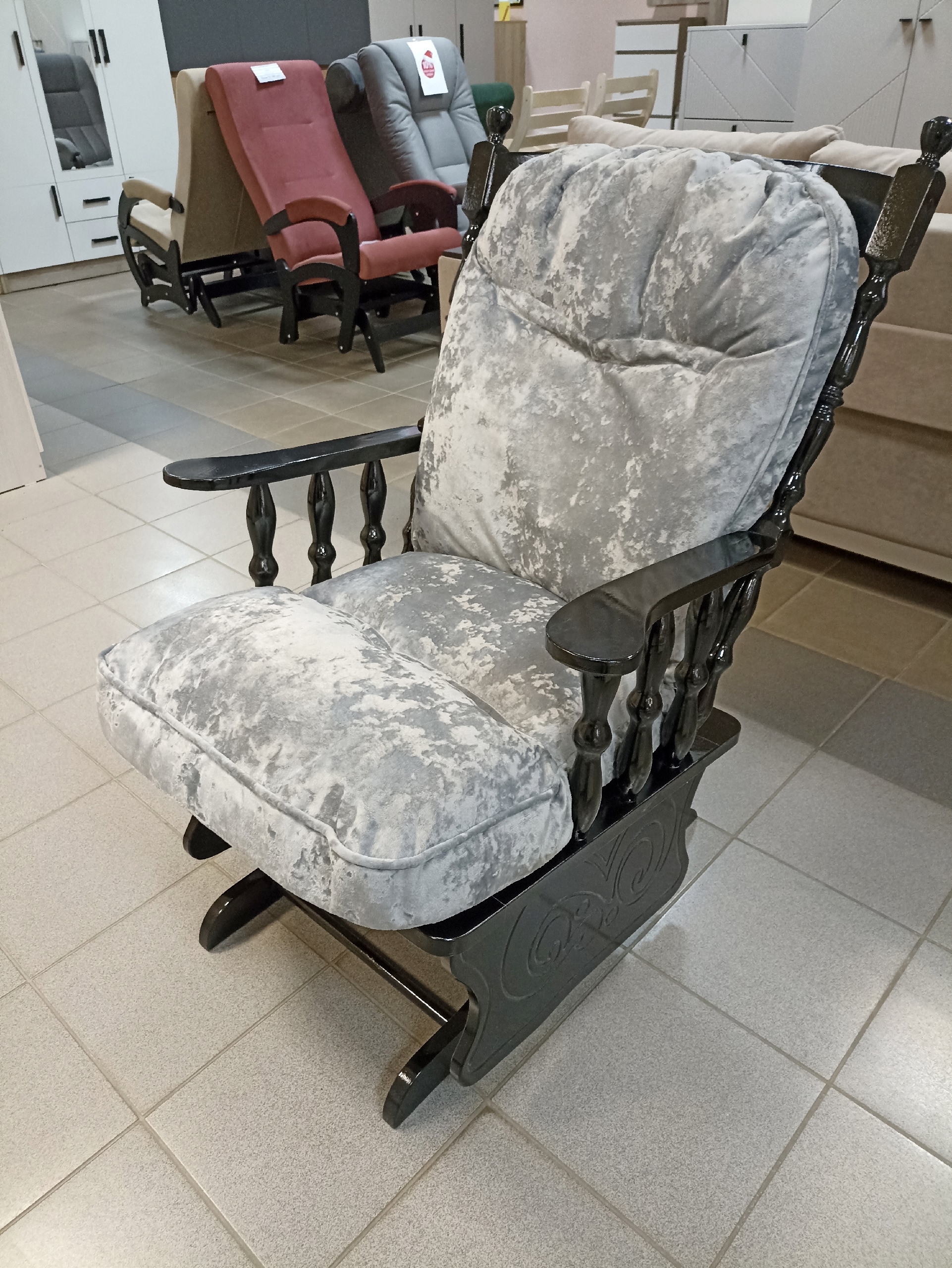 Кресло-качалка Ричард (Венге, Серая подушка)