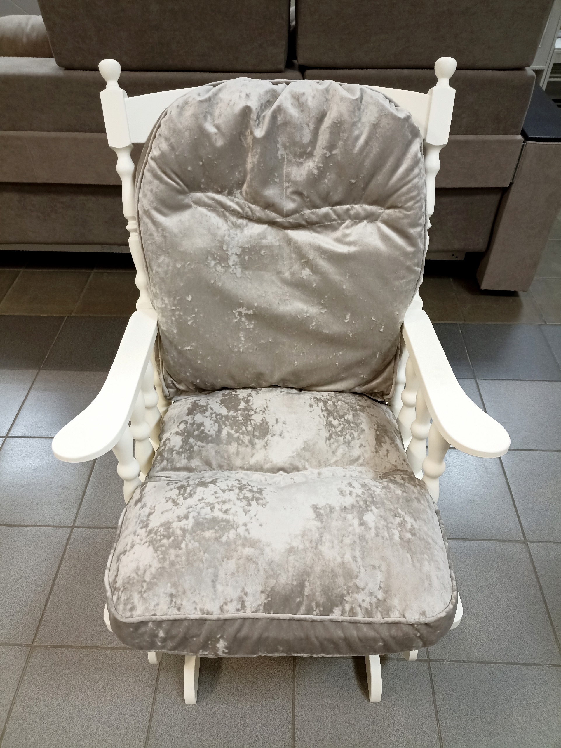 Кресло-качалка Ричард (Слоновая кость, Бежевая подушка)