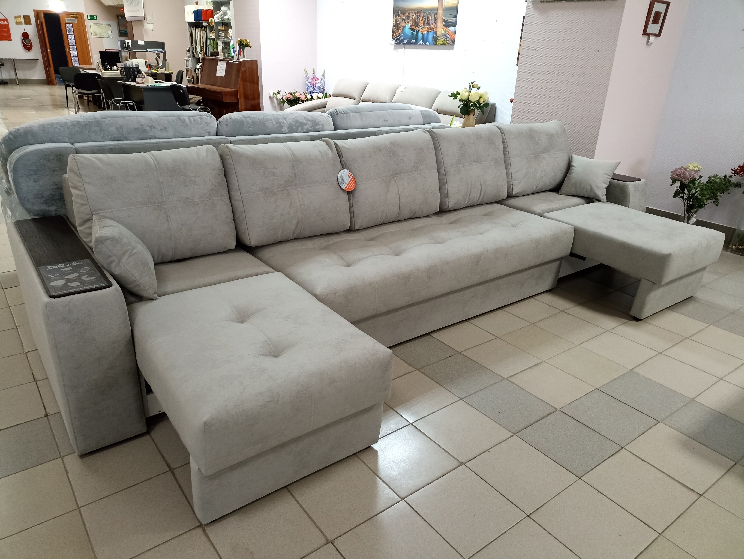 Диван Остин Д1/Д3/Д1 НПБ 1В 2 категория (Elza 13, Тиковое дерево)