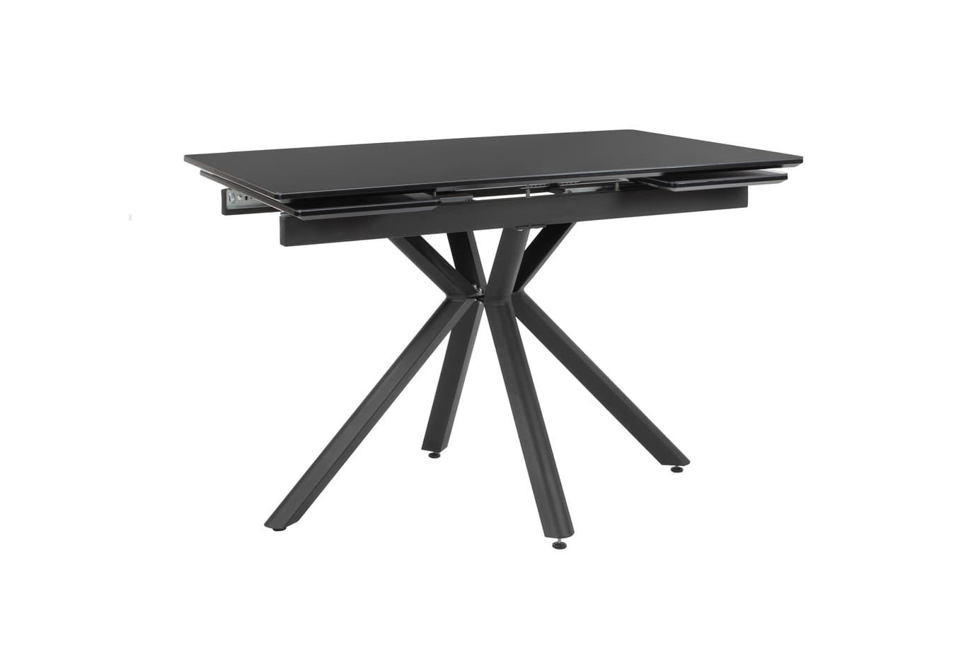 Стол обеденный Монако 1400(+600)*800 (керамика: Серая матовая, Черный металл)