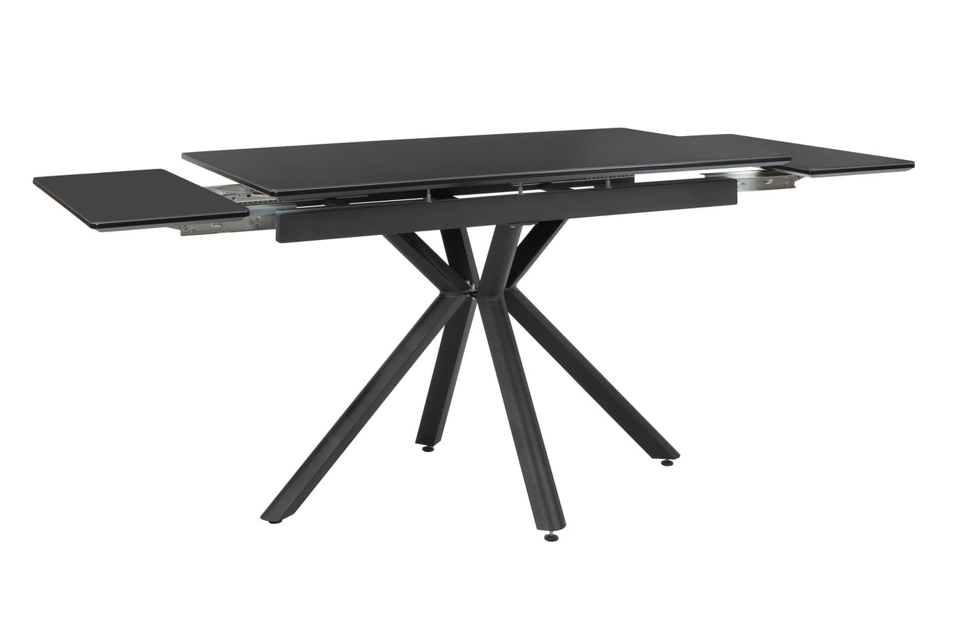 Стол обеденный Монако 1400(+600)*800 (керамика: Серая матовая, Черный металл)