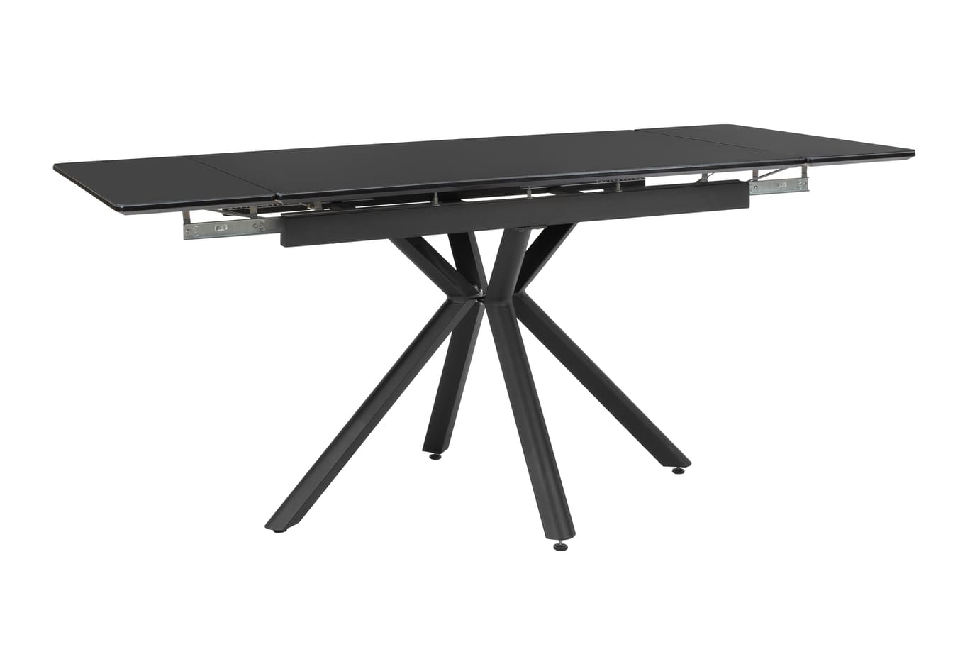 Стол обеденный Монако 1400(+600)*800 (керамика: Серая матовая, Черный металл)