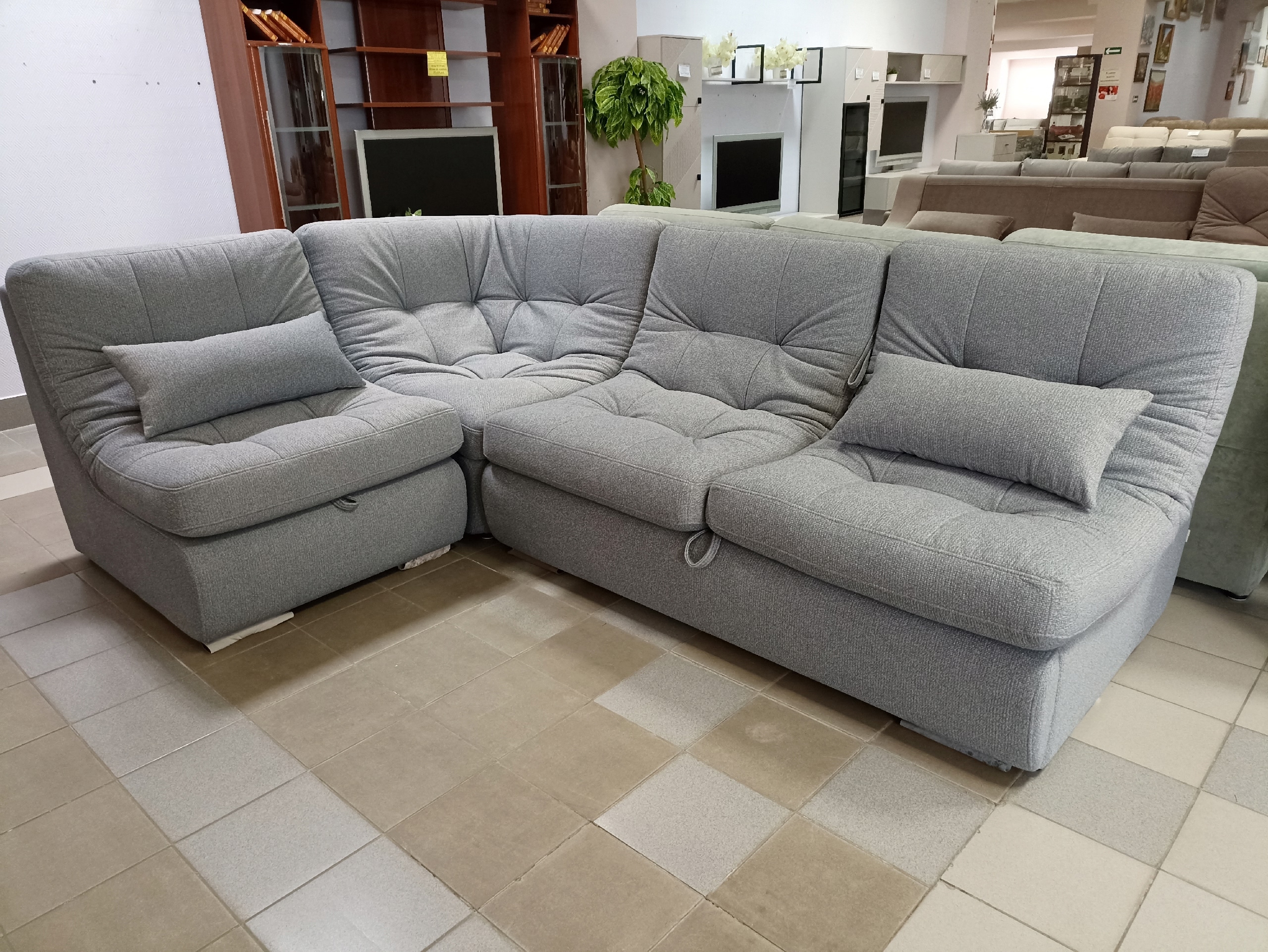 Диван угловой Грейс-1 НПБ (Д2м/Ц/Д1я) 1В 2 категория (Tweed stone)