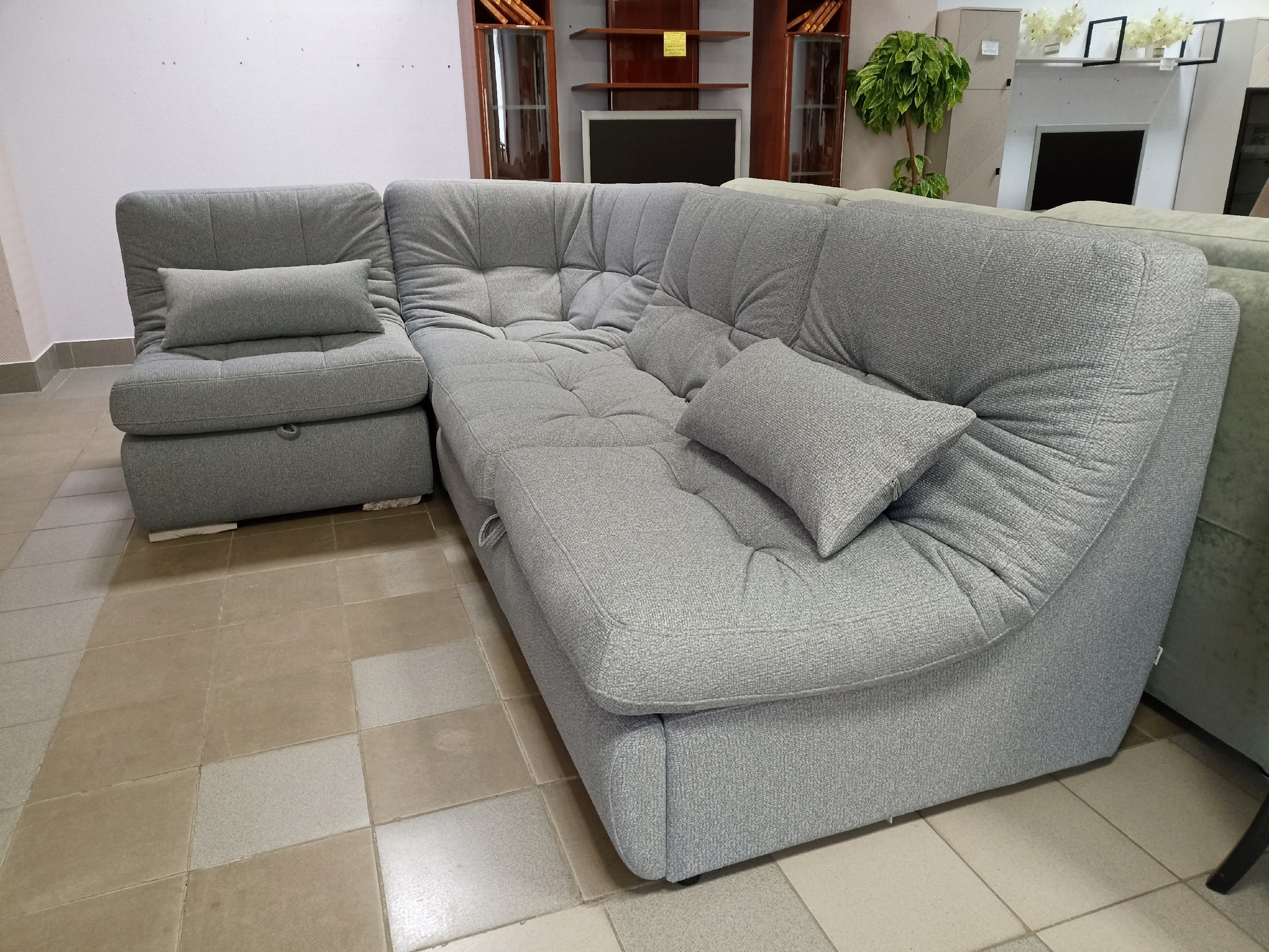 Диван угловой Грейс-1 НПБ (Д2м/Ц/Д1я) 1В 2 категория (Tweed stone)