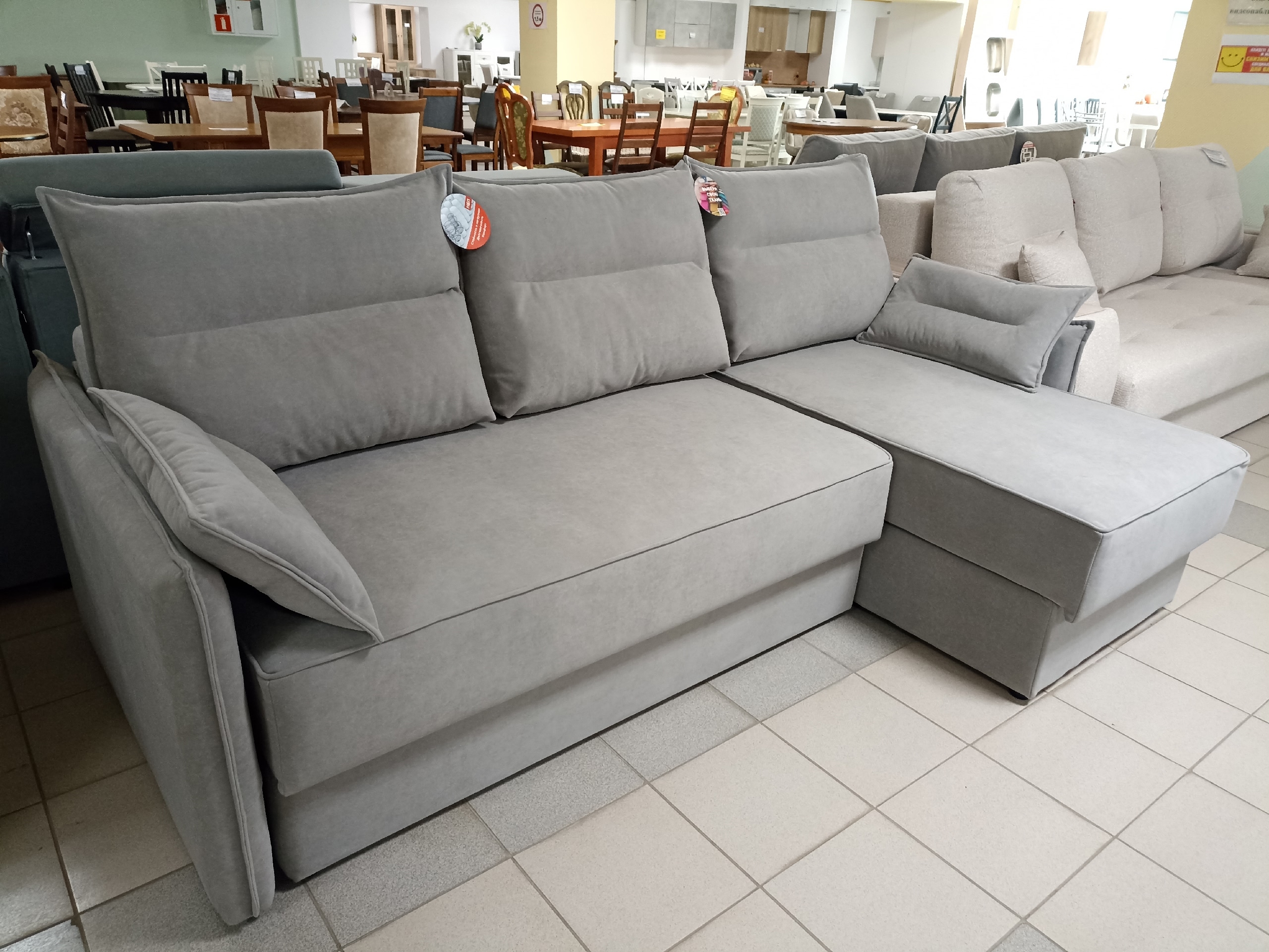 Диван Верона с оттоманкой (НПБ) 1В 2 категория (Beverly grey)