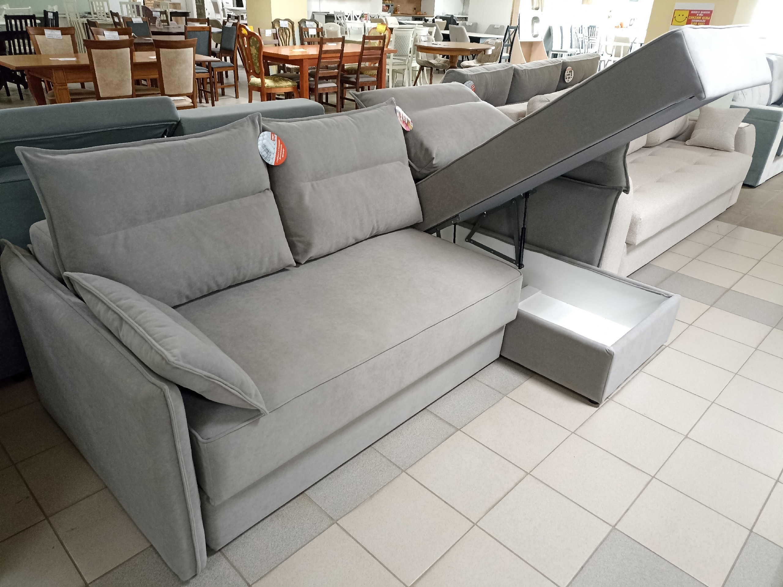 Диван Верона с оттоманкой (НПБ) 1В 2 категория (Beverly grey)