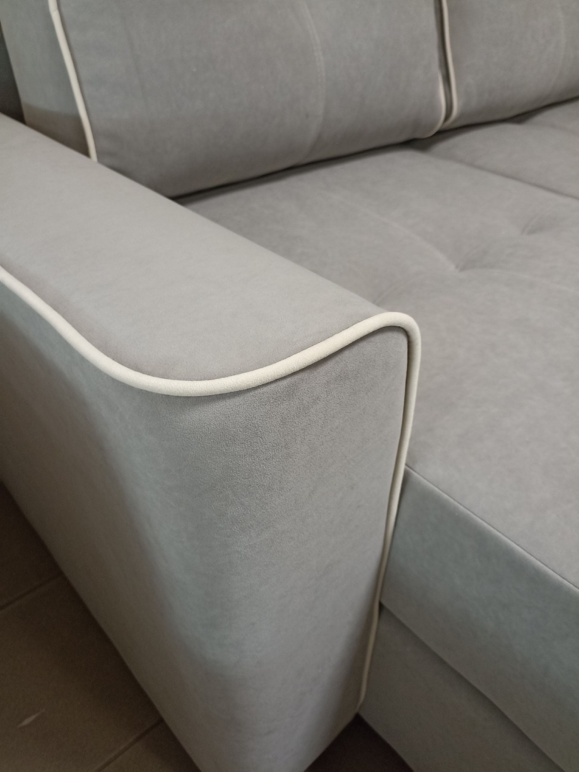 Диван Милан с оттоманкой НПБ 2В 2 категория (Beverly grey, Beverly sugar)