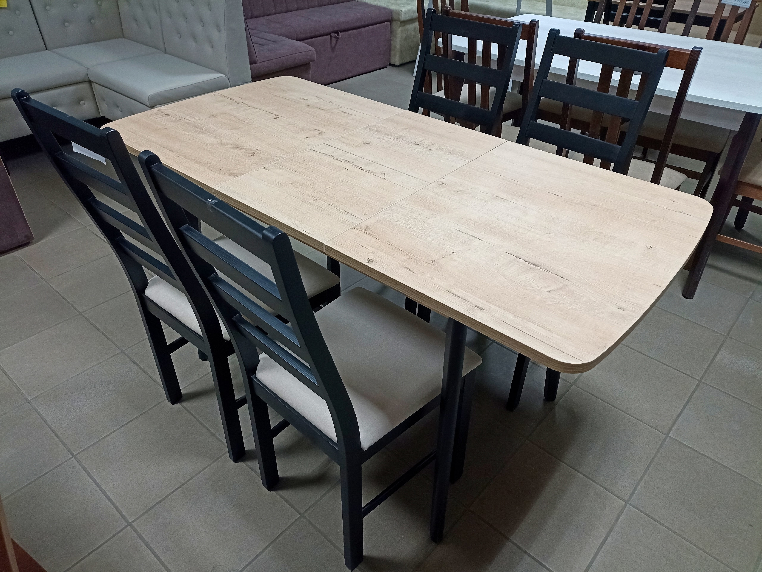 Стол раздвижной Верона (Дуб ирландский, черный)