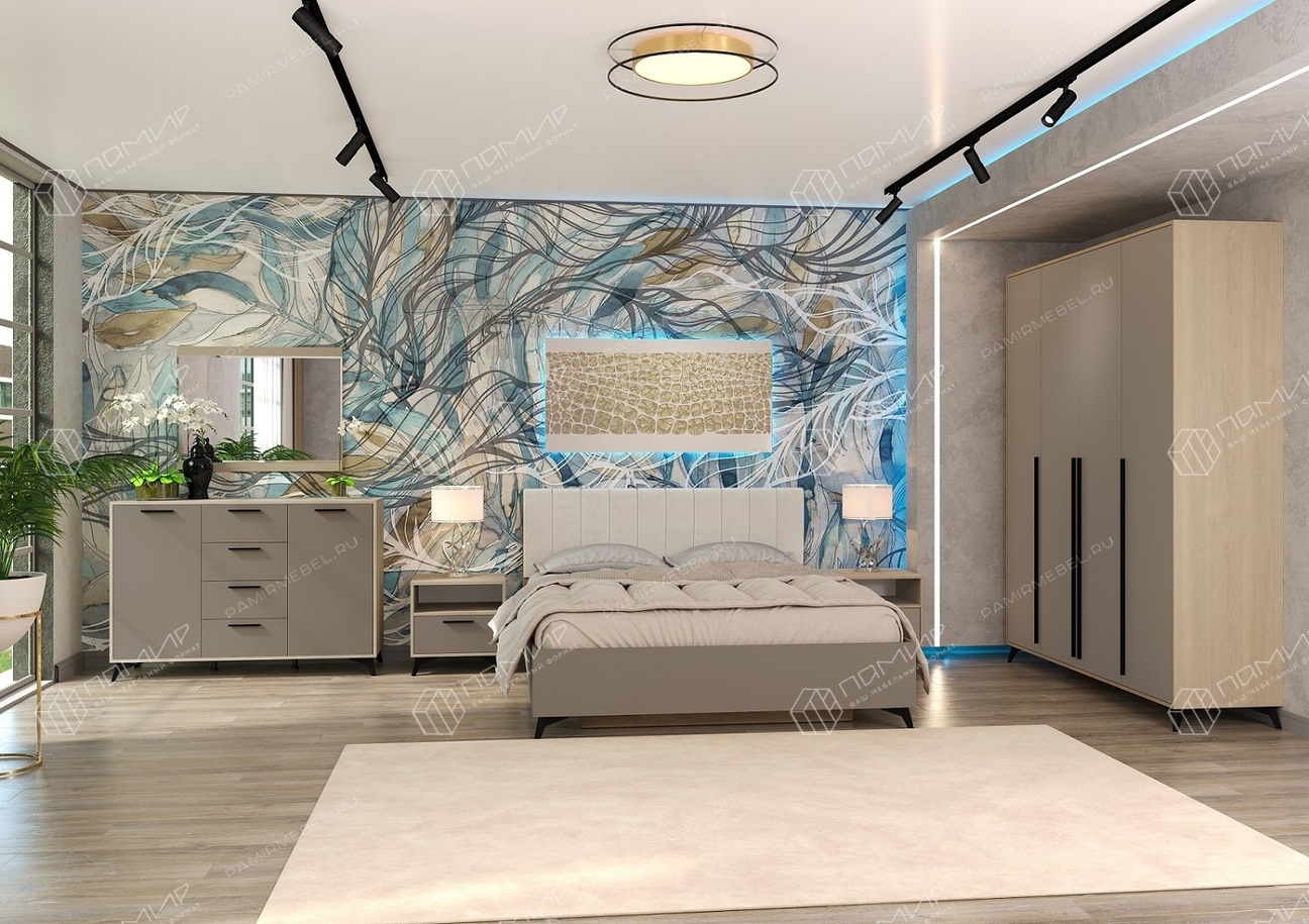 Шкаф 1800 4С2Я Ева (Дуб Экспресив песочный/ Глиняный серый)