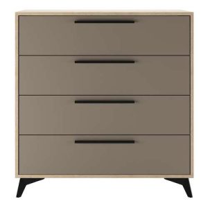 Комод 900 4Я Ева (Дуб экспресив песочный/ Глиняный серый)