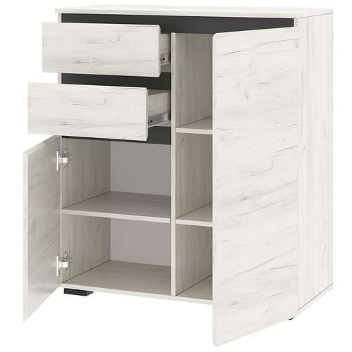 Тумба 2С2Я Гретта (Дуб крафт белый/Антрацит)